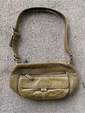 Vintage Fossil Olive Green Leather Shoulder Bag